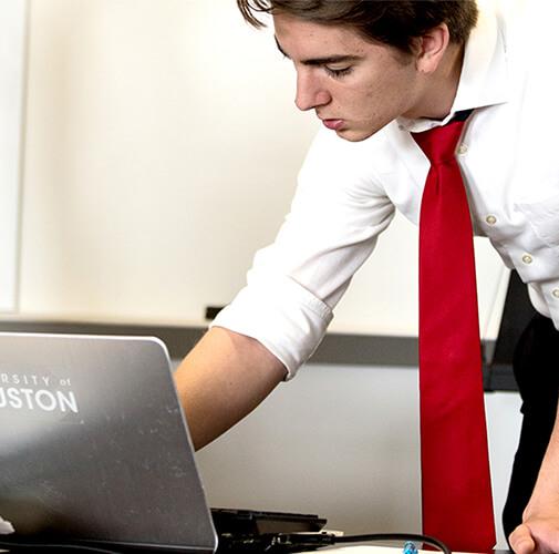 student delivering a presentation